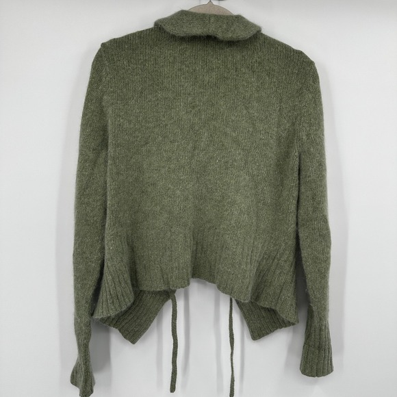 Elena Solano‎ Green Rabbit Hair Blend Ruffle Knit Sweater Cardigan Tie  Women L - Picture 5 of 10